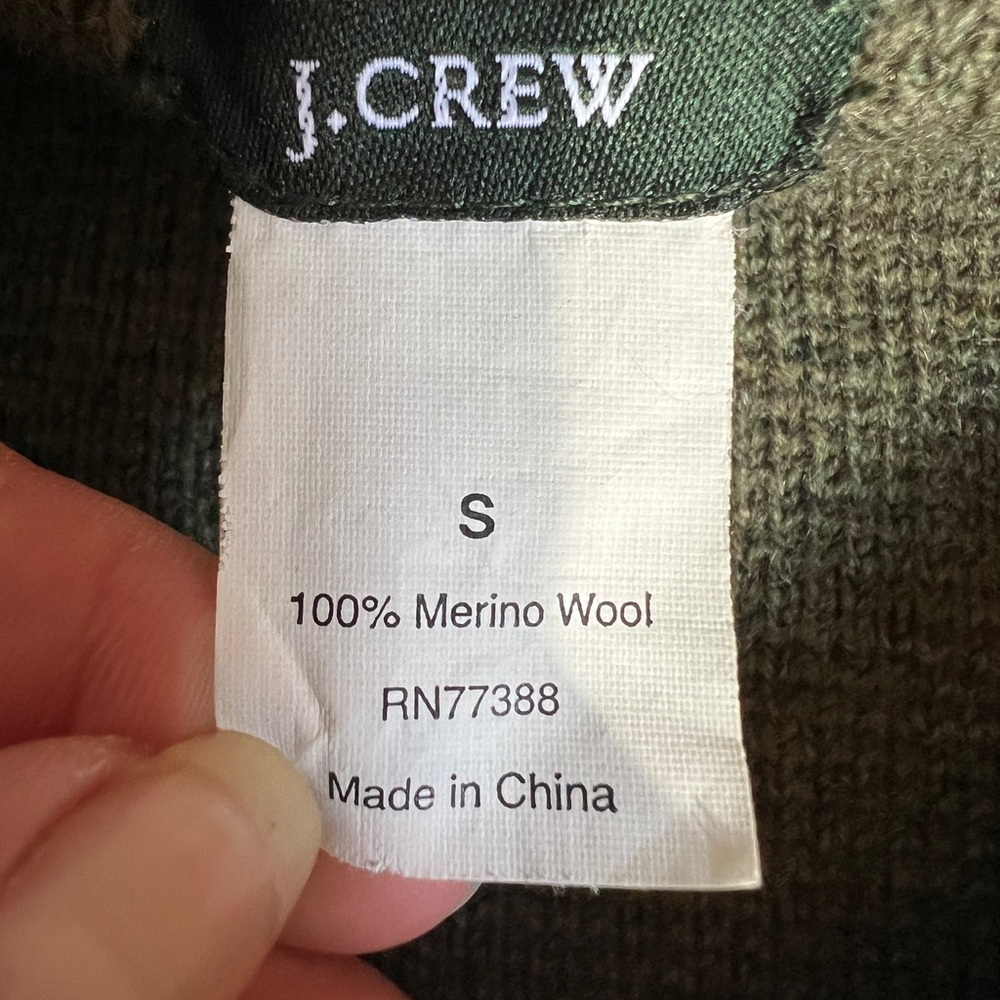 J. Crew Merino Wool Green Button Up Sweater Coatigan Small - Picture 5 of 7